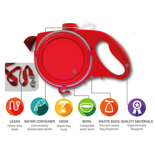 Cross-border Self-contained Water Bottle Pet Traction Rope Foldable Three-in-one Dog Rope Multi-functional Pet Traction Rope Kettle